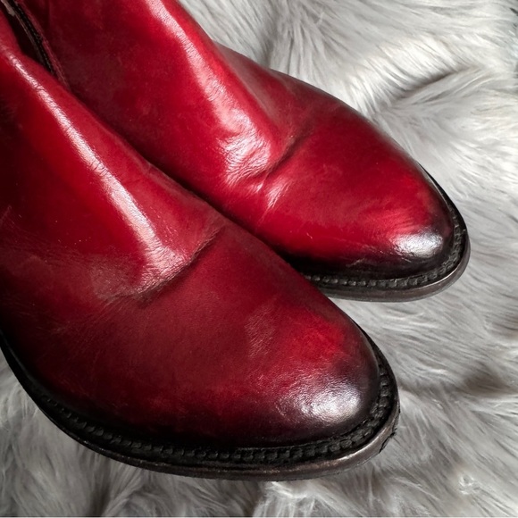 🔥 JO GHOST Italian Red Ombre Leather Ankle Boots Size 37 🔥 - Picture 5 of 10